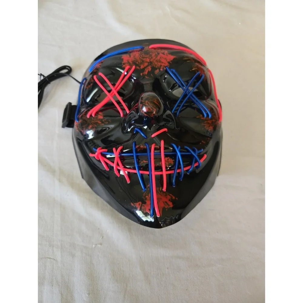 Lot Of 2 Purge Light Up LED Mask Costume Cosplay Party- 3 Modes- Lights-